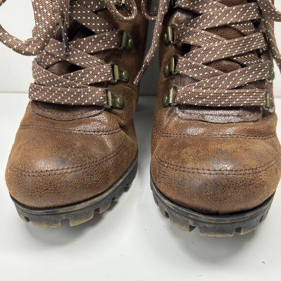 Y2K Nine West Vintage America Shoes Womens 9 Brown Chunky Lug Boho Grunge Indie - Picture 2 of 8